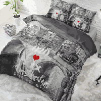 RoyalTextile - Amsterdam 020 Dekbedovertrek - 100% katoen - Antraciet - 140 x 220 - thumbnail