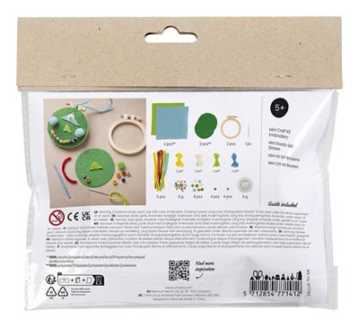 Creativ Company Mini hobbyset gezichtjes borduren blauw en groen Creativ Company Mini hobbyset gezichtjes borduren blauw en groen