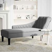 Chaise longue met kussen en rechterarmleuning stof lichtgrijs - thumbnail