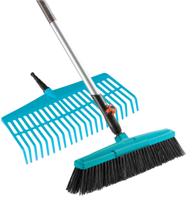 GARDENA combisystem straatbezem en gazonhark bladhark (turquoise/houtkleur, 3081-20) - thumbnail