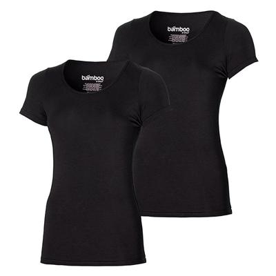 2-pack dames T-shirts bamboe - Zachte ondershirts korte mouw - Diepe Ronde hals