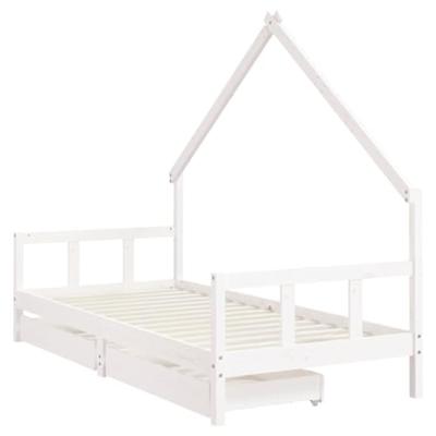Kinderbedframe met lades 90x200 cm massief grenenhout wit