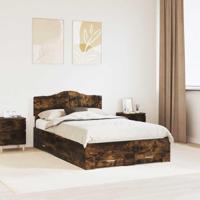 Bedframe met hoofdeinde Gerookt eiken 120 x 190 cm Bewerkt hout - thumbnail