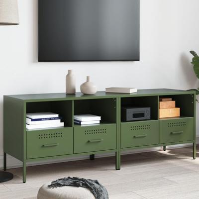 Tv-meubelen 2 st 68x39x50,5 cm staal olijfgroen