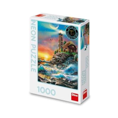 DinoToys Dino puzzel van lichttoren op een berg met neon 1000 stukjes