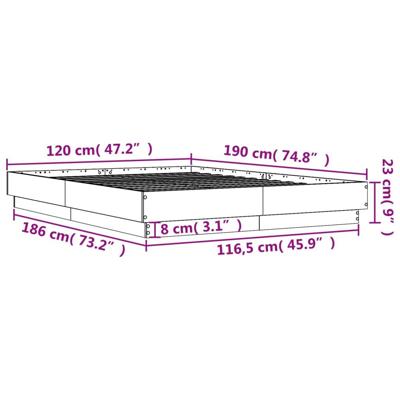 Bedframe met LED-verlichting grijs sonoma eikenkleur 120x190 cm