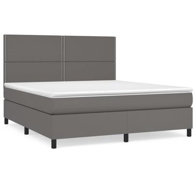 Boxspring met matras kunstleer grijs 140x190 cm