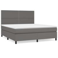 Boxspring met matras kunstleer grijs 200x200 cm - thumbnail