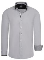 Rusty Neal - Heren Overhemd - Grijs - Body-Fit - Dubbele Kraag - thumbnail