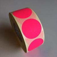 Etiket 35 mm rond fluor roze 1000 rol - 30 stuks - thumbnail