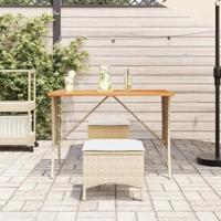 Tuintafel met acaciahouten blad 105x75x72 cm poly rattan beige - thumbnail