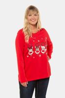 Ulla Popken Kerstshirt, A-lijn, rendieren, lange mouwen - Grote Maten - thumbnail