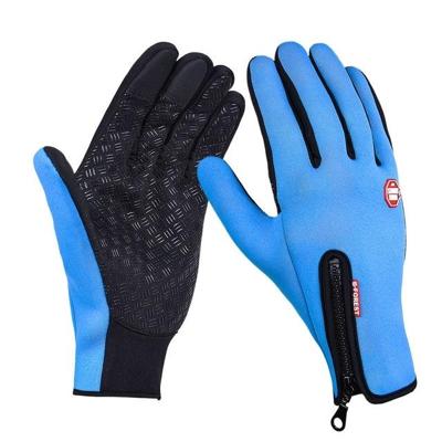 Buitensport wandelen winter lederen zachte warme fiets handschoenen voor mannen vrouwen maat: M (blauw)