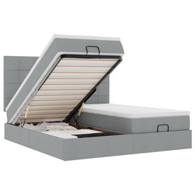 Ottoman bed met matrassen en LED's 160x200cm stof lichtgrijs - thumbnail