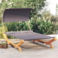 Loungebed met luifel 165x203x126 cm gebogen hout antracietkleur - thumbnail