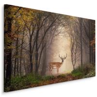 Schilderij - Hert in het Bos, 5 maten, Premium Print - thumbnail