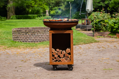 RJRoyal Living Hermano XXL Base Corten top Corten barbecue incl. houtopslag Ø80cm- - Cortenstaal- RJRoyal Living