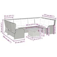 7-delige Loungeset met kussens poly rattan zwart - thumbnail