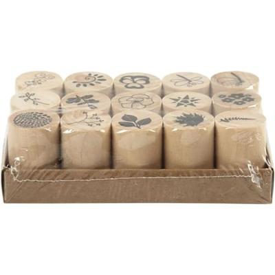 Creativ Company Deco art stempels, bloemen en bladeren, h: 26 mm, d 20 mm, 15 stuk/ 1 doos - thumbnail