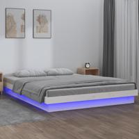 Bedframe LED massief hout wit 160x200 cm - thumbnail