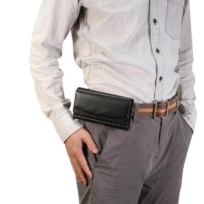 Mannen Lambskin textuur Multi-functional universele mobiele telefoon taille Pack lederen hoes for 6,9 Inch of hieronder Smartphones, met kaartslot (zw