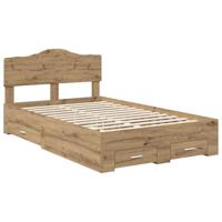 Bedframe met hoofdeinde Artisan Eiken 120 x 190 cm Bewerkt hout - thumbnail