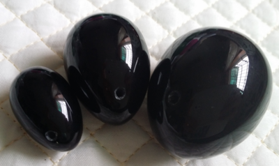 3 x Black Obsidian Yoni Ei 3 x Black Obsidian Yoni Ei