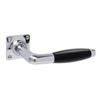 De Oude Deurklink Deurklink Klassiek geveerd glanzend nikkel vierkant rozet - thumbnail