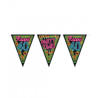 Party Vlaggenlijn Neon 40 Jaar - 10 Meter - thumbnail