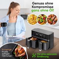 Profi Cook PC-FR 1295 H Airfryer 9 l 2700 W 2 gescheiden temperatuurregelaars Zwart, Inox - thumbnail