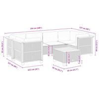 7-delige Loungeset met kussens poly rattan zwart - thumbnail