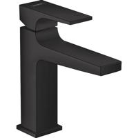 Wastafelmengkraan Metropol HansGrohe Eengreeps 110 met Rechte Greep en Push-Open Afvoer Mat Zwart - thumbnail
