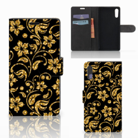 Sony Xperia XZ | Sony Xperia XZs Hoesje Gouden Bloemen - thumbnail