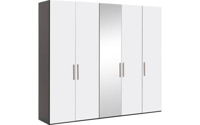 Goossens Kledingkast Easy Storage Ddk, Kledingkast 253 cm breed, 220 cm hoog, 4x draaideur en 1x spiegel draaideur midden Goossens Kledingkast Easy Storage Ddk, Kledingkast 253 cm breed, 220 cm hoog, 4x draaideur en 1x spiegel draaideur midden