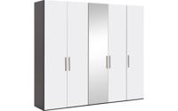 Goossens Kledingkast Easy Storage Ddk, Kledingkast 253 cm breed, 220 cm hoog, 4x draaideur en 1x spiegel draaideur midden - thumbnail