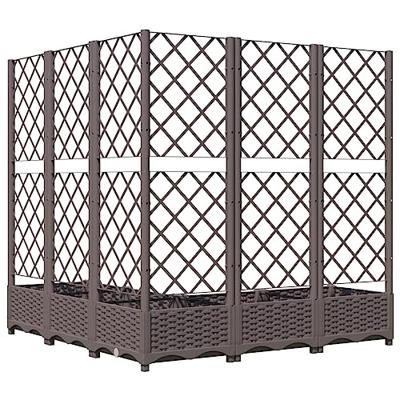 Plantenbak met latwerk 120x120x121,5 cm polypropeen bruin Plantenbak met latwerk 120x120x121,5 cm polypropeen bruin
