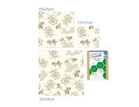 Beeskin Bijenwasdoeken set - small, medium en large - flower print - thumbnail