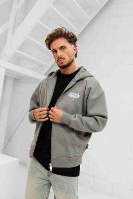 Equalité Societe Oversized Full Zip Hoodie Heren Grijs - Maat XS - Kleur: WitGrijs | Soccerfanshop Equalité Societe Oversized Full Zip Hoodie Heren Grijs - Maat XS - Kleur: WitGrijs | Soccerfanshop