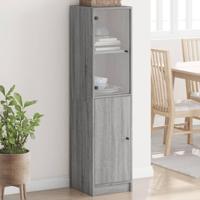 Hoge kast met glazen deur 35x37x142 cm grijs sonoma eikenkleur - thumbnail