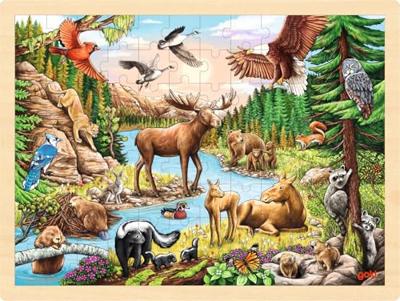 Goki houten legpuzzel noord-amerikaanse wildernis, 96st. Goki houten legpuzzel noord-amerikaanse wildernis, 96st.