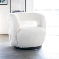 Eleonora Draaifauteuil 'Sharon' Bouclé, kleur Beige - thumbnail