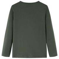 Kindershirt met lange mouwen kattenprint 140 kakikleurig - thumbnail