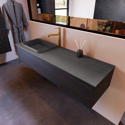 Badkamermeubelset Mondiaz Erin 150 cm met 1 Lade met RIDGE Wastafel Links Dark grey met 1 kraangat Greeploos Mat Dark Brown Badkamermeubelset Mondiaz Erin 150 cm met 1 Lade met RIDGE Wastafel Links Dark grey met 1 kraangat Greeploos Mat Dark Brown