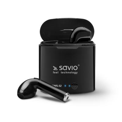 SAVIO TWS-02 Draadloze Bluetooth-hoofdtelefoon, Zwart