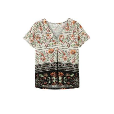 Desigual top met all over print ecru/zwart/groen Desigual top met all over print ecru/zwart/groen