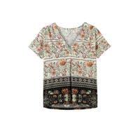 Desigual top met all over print ecru/zwart/groen - thumbnail