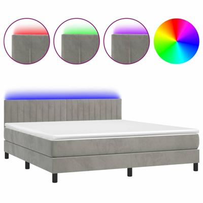Boxspring met matras en LED fluweel lichtgrijs 160x200 cm