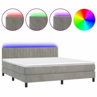 Boxspring met matras en LED fluweel lichtgrijs 160x200 cm - thumbnail