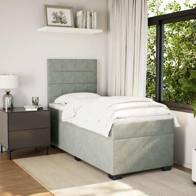 Boxspring met matras fluweel lichtgrijs 140x190 cm