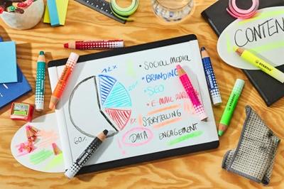 Whiteboardpotlood stabilo markdry 4st neon kleuren